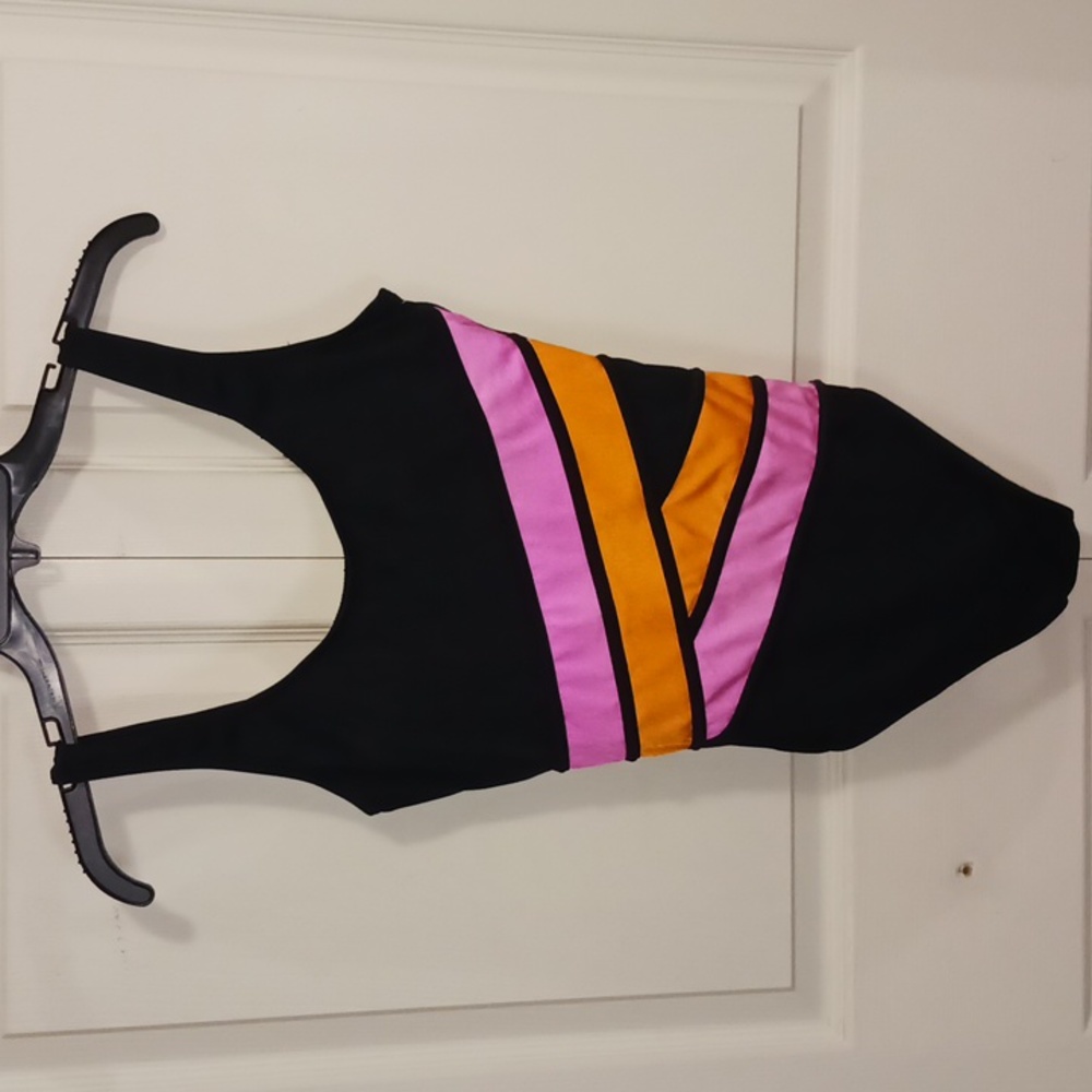 It Figures "Tummy Thinner"  swimsuit one piece - 10 - black/pink/orange